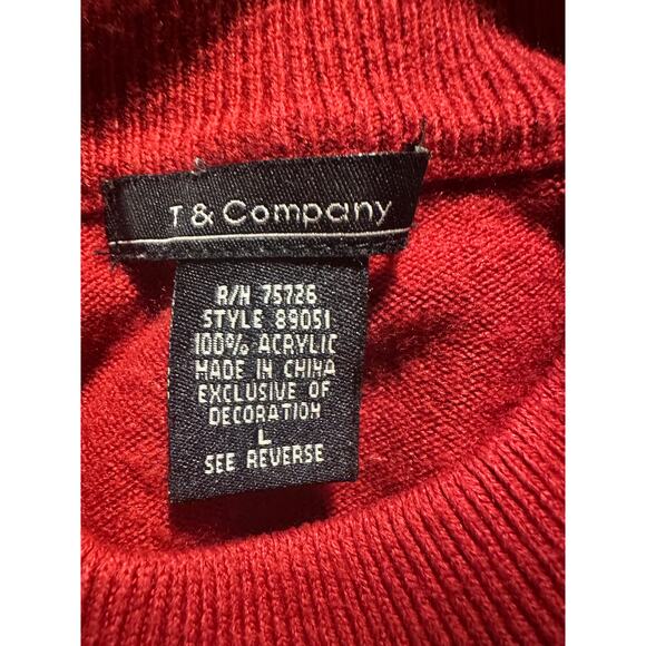 Vintage T & Company Burgundy Red Mock Neck Embellished Short Sleeve Sweater - Picture 2 of 5